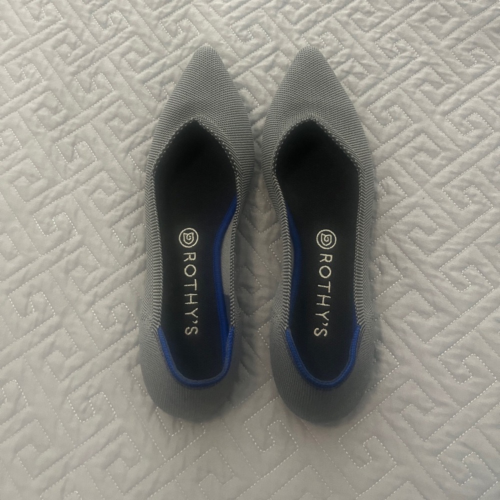 Rothy’s The Point Flat RARE Retired Cloud Grey Birdseye Shoes Size 10.